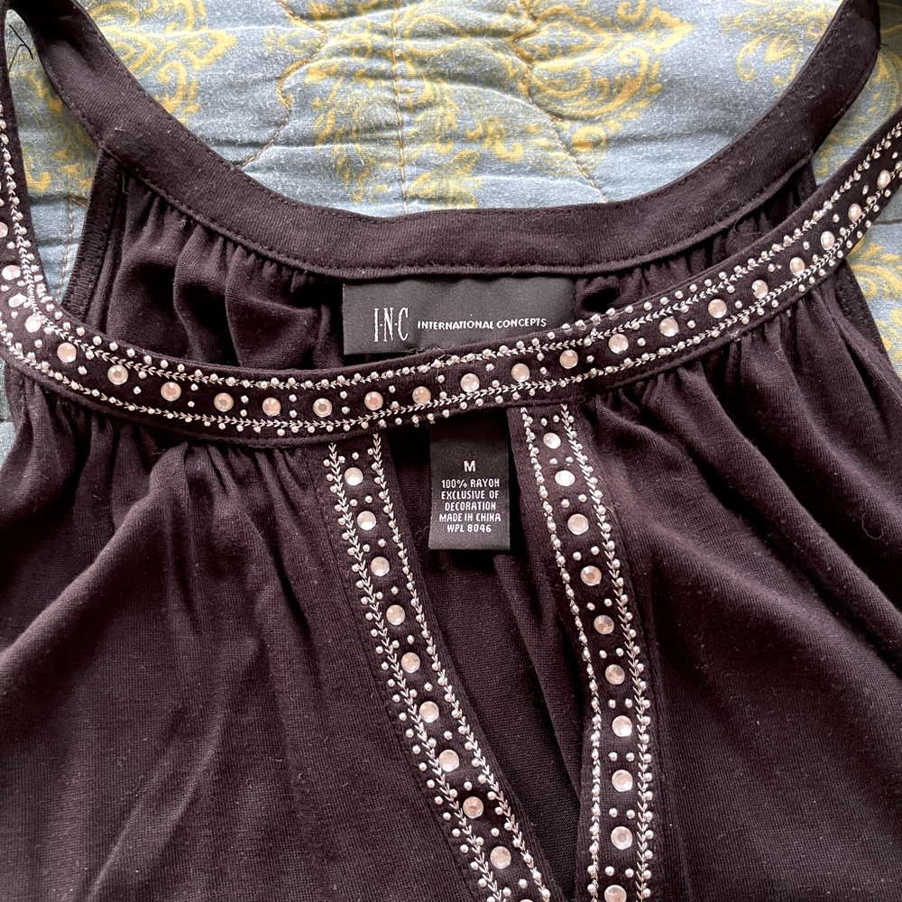 Black Beaded Tank Top
